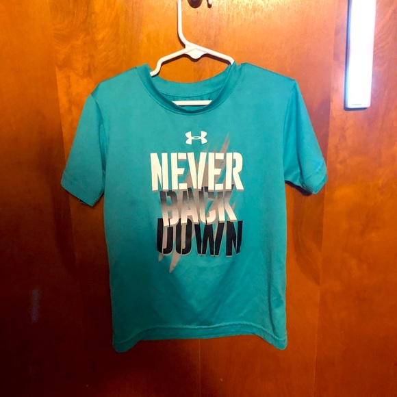 Teal blue, black and silver Kids Under Armour T-shirt - Picture 3 of 3